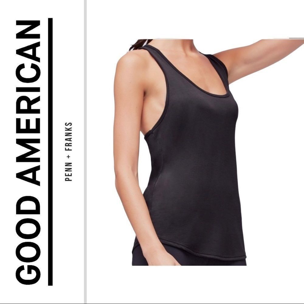 Good American Racer Tank Top, Black, Size 4, NWT